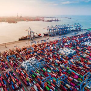 Cargo Containers at Yangshan Port in China, Asia